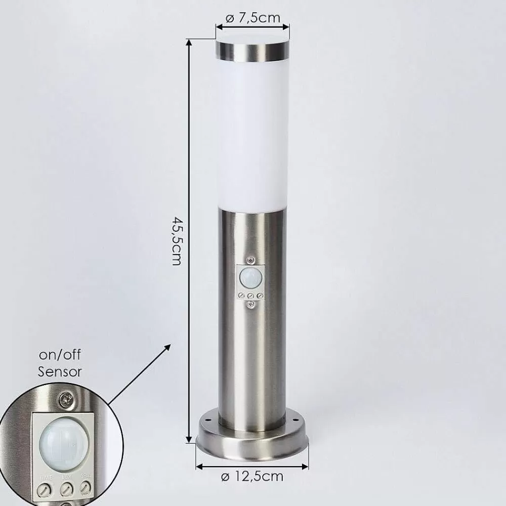 hofstein Borne Lumineuse Sessa Nickel Mat, 1 Lumiere, Detecteur De Mouvement