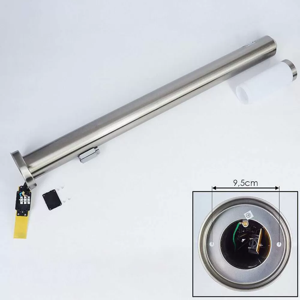 hofstein Borne Lumineuse Sessa Nickel Mat, 1 Lumiere, Detecteur De Mouvement