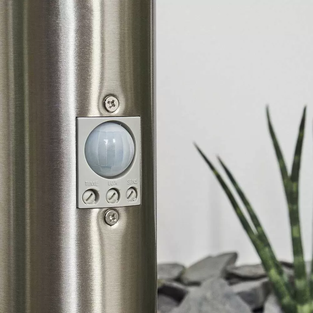 hofstein Borne Lumineuse Sessa Nickel Mat, 1 Lumiere, Detecteur De Mouvement