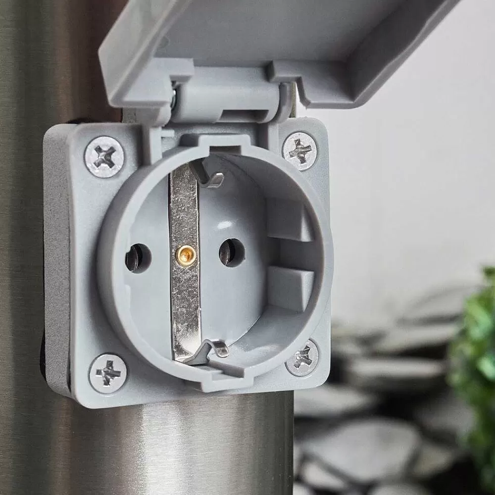 hofstein Borne Lumineuse Sessa Nickel Mat, 1 Lumiere, Detecteur De Mouvement