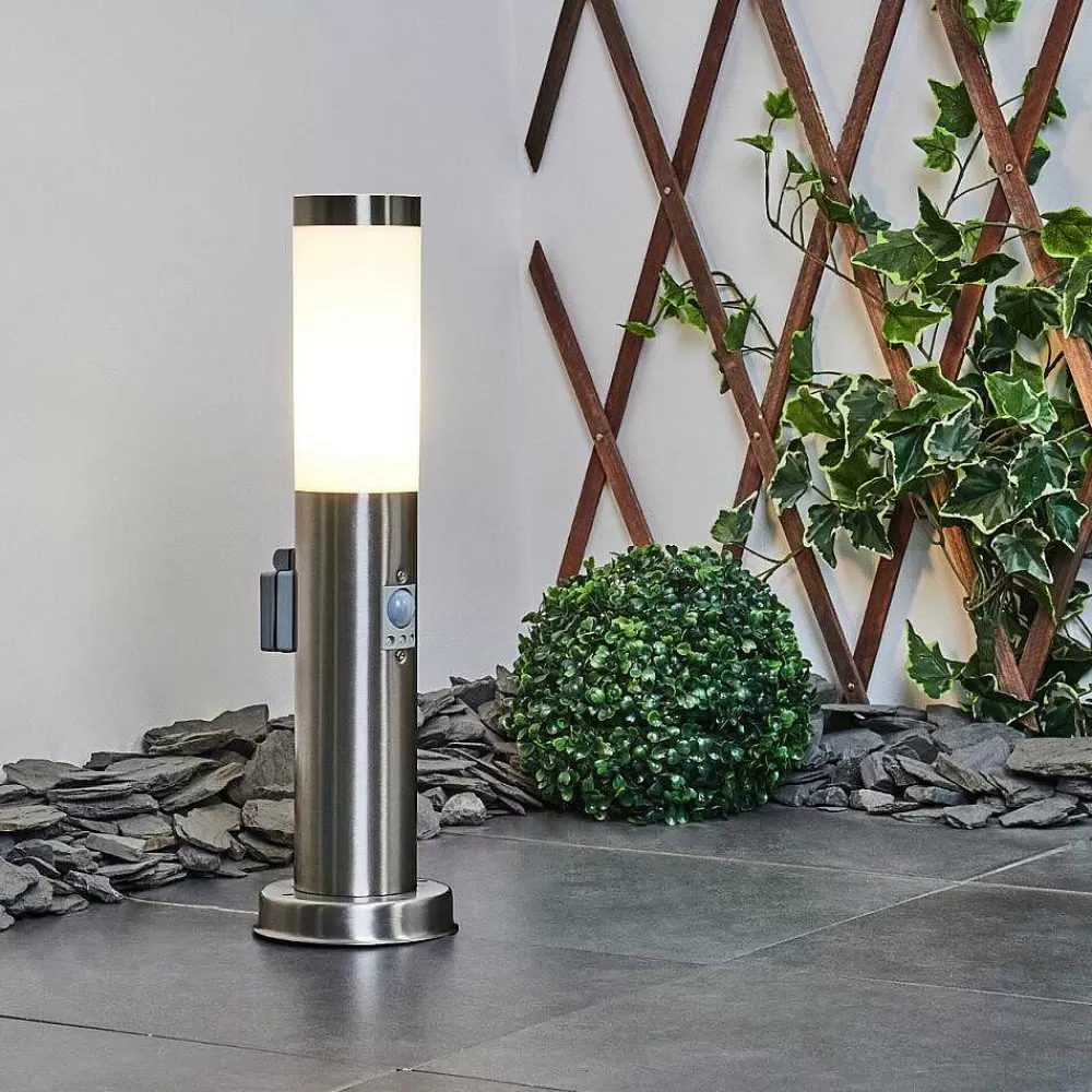 hofstein Borne Lumineuse Sessa Nickel Mat, 1 Lumiere, Detecteur De Mouvement