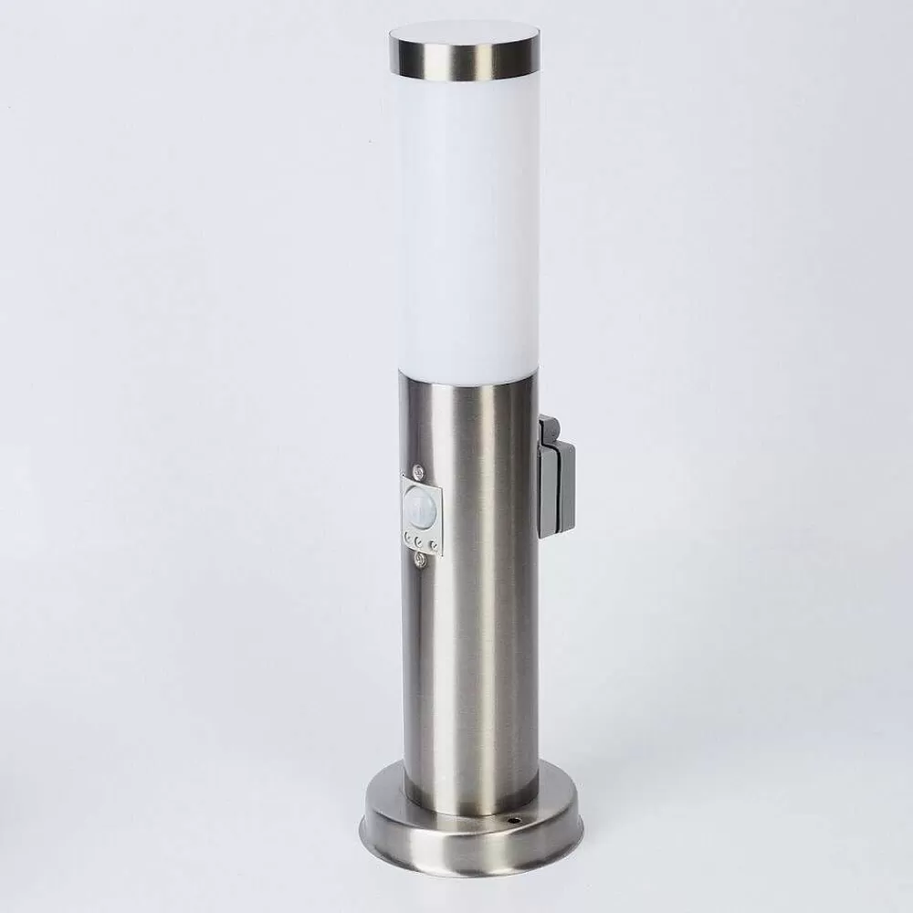 hofstein Borne Lumineuse Sessa Nickel Mat, 1 Lumiere, Detecteur De Mouvement