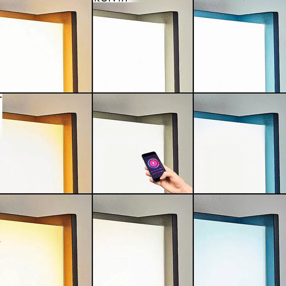 hofstein Borne Lumineuse Skove Led Anthracite, 1 Lumiere, Changeur De Couleurs