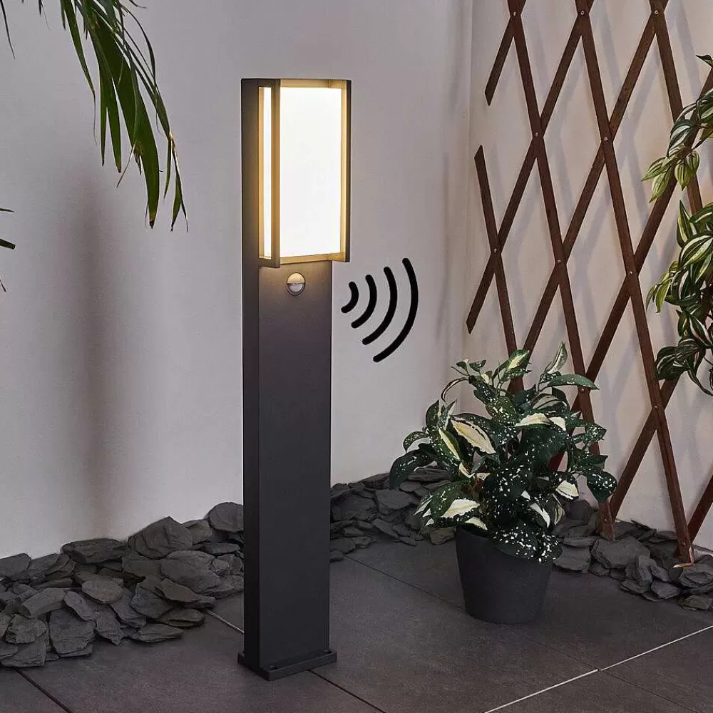 hofstein Borne Lumineuse Skove Led Anthracite, 1 Lumiere, Detecteur De Mouvement