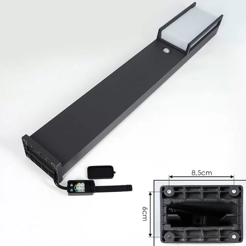 hofstein Borne Lumineuse Skove Led Anthracite, 1 Lumiere, Detecteur De Mouvement