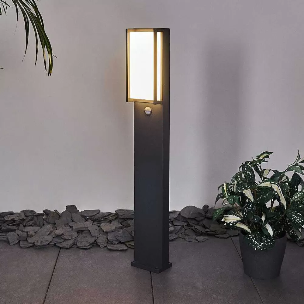 hofstein Borne Lumineuse Skove Led Anthracite, 1 Lumiere, Detecteur De Mouvement