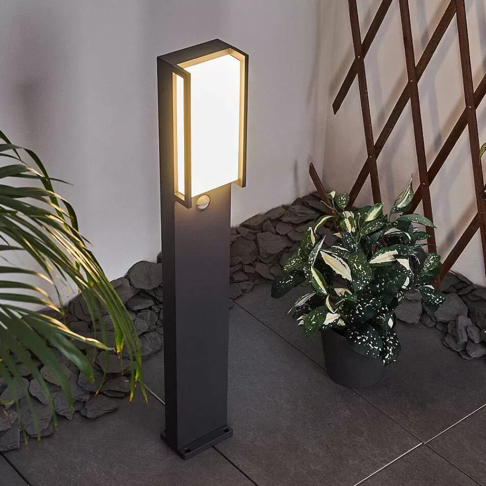 hofstein Borne Lumineuse Skove Led Anthracite, 1 Lumiere, Detecteur De Mouvement