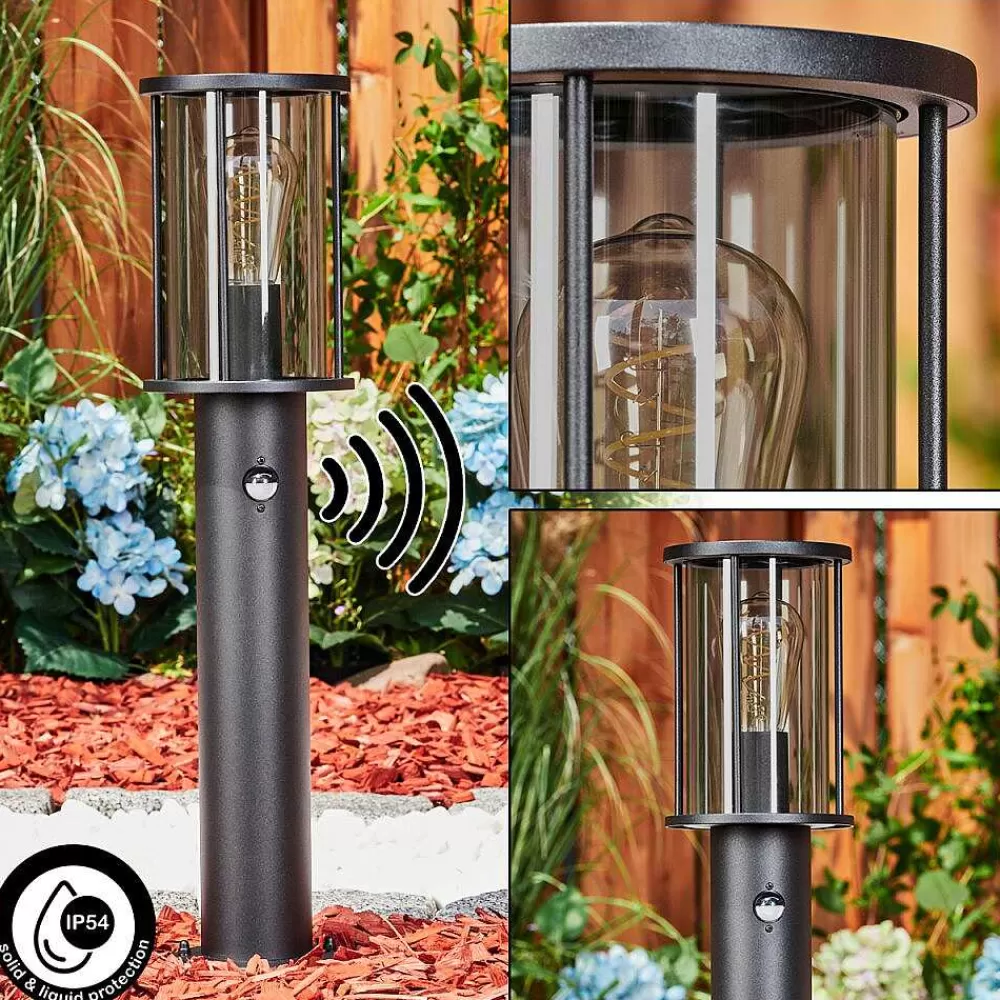 hofstein Borne Lumineuse Sumalao Noir, 1 Lumiere, Detecteur De Mouvement