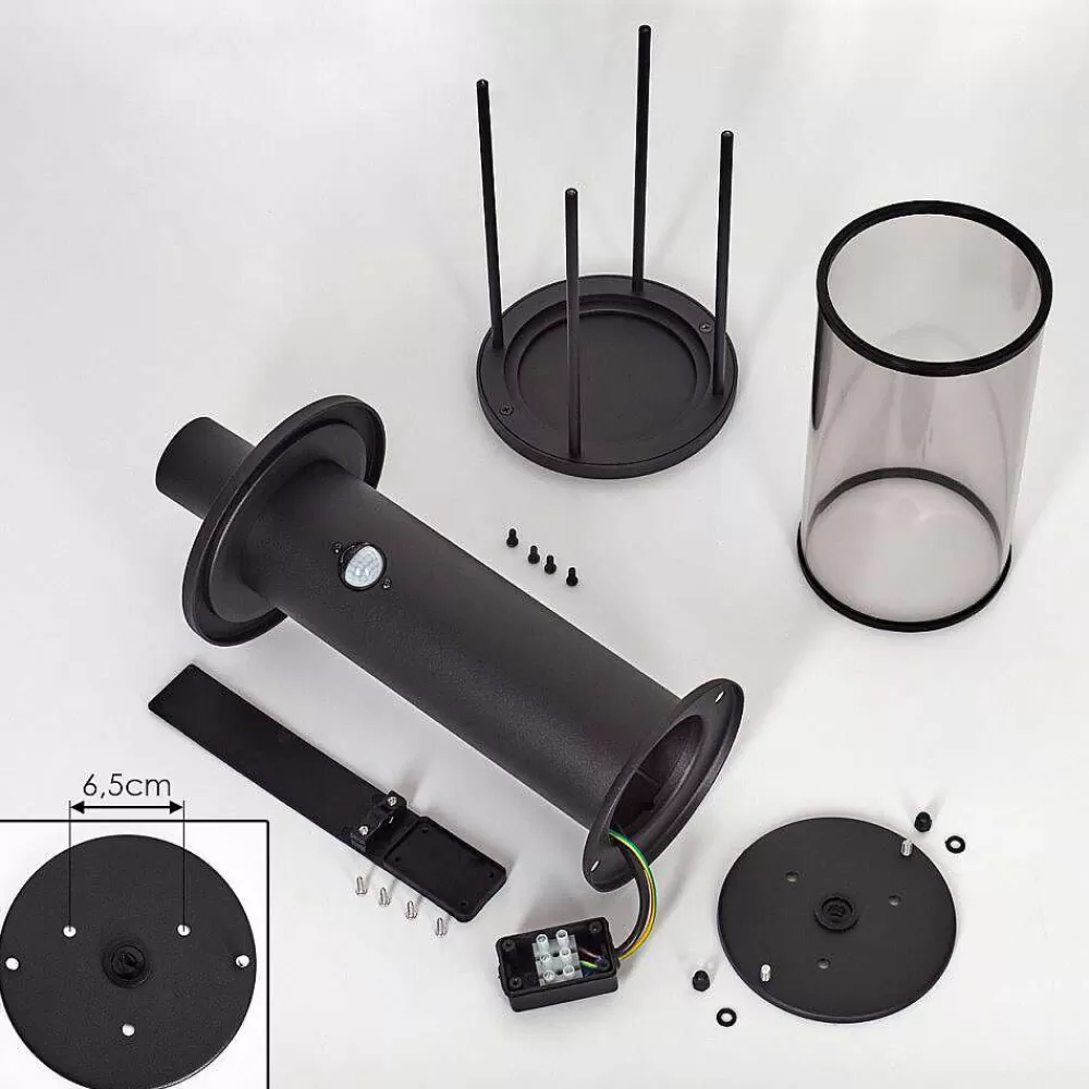 hofstein Borne Lumineuse Sumalao Noir, 1 Lumiere, Detecteur De Mouvement