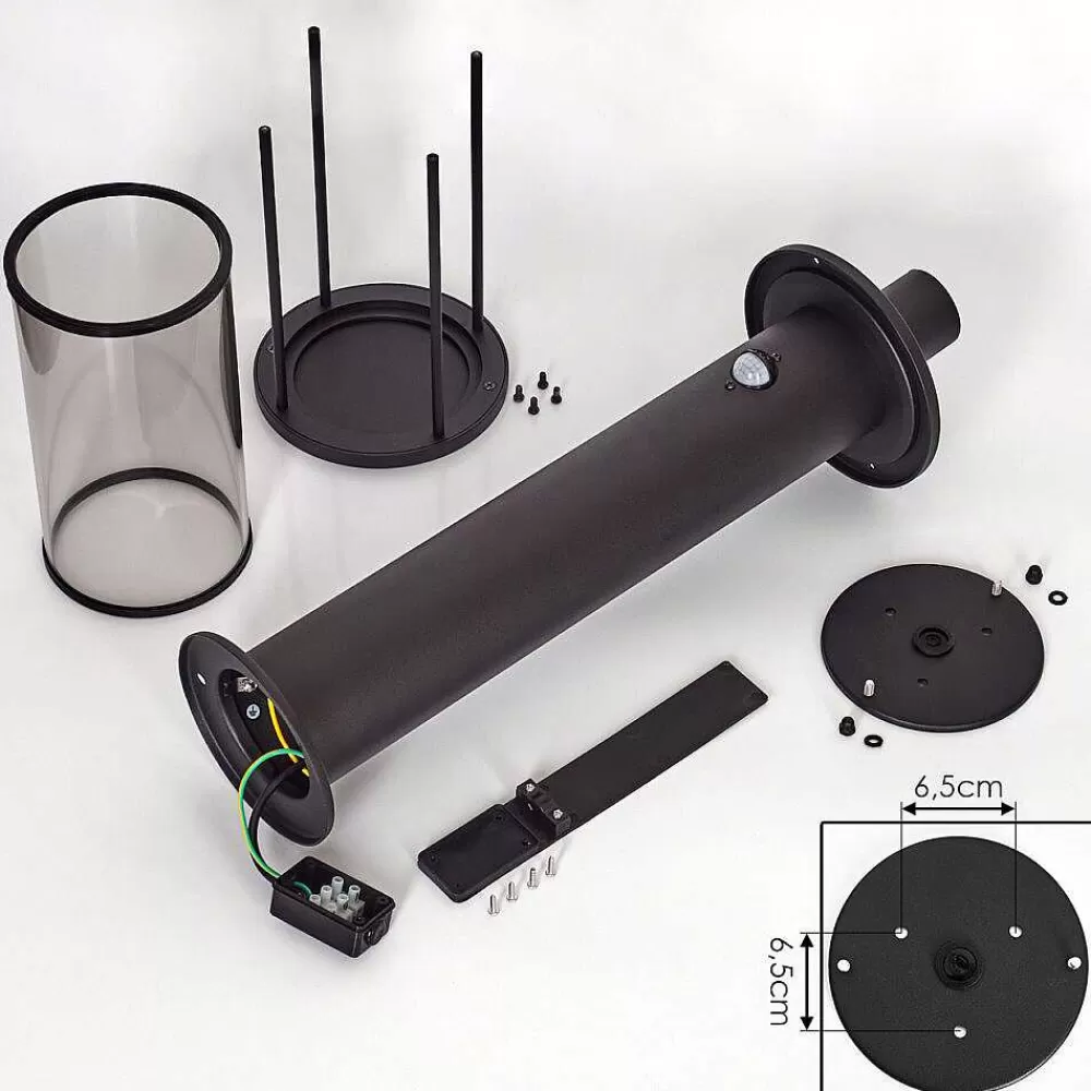 hofstein Borne Lumineuse Sumalao Noir, 1 Lumiere, Detecteur De Mouvement