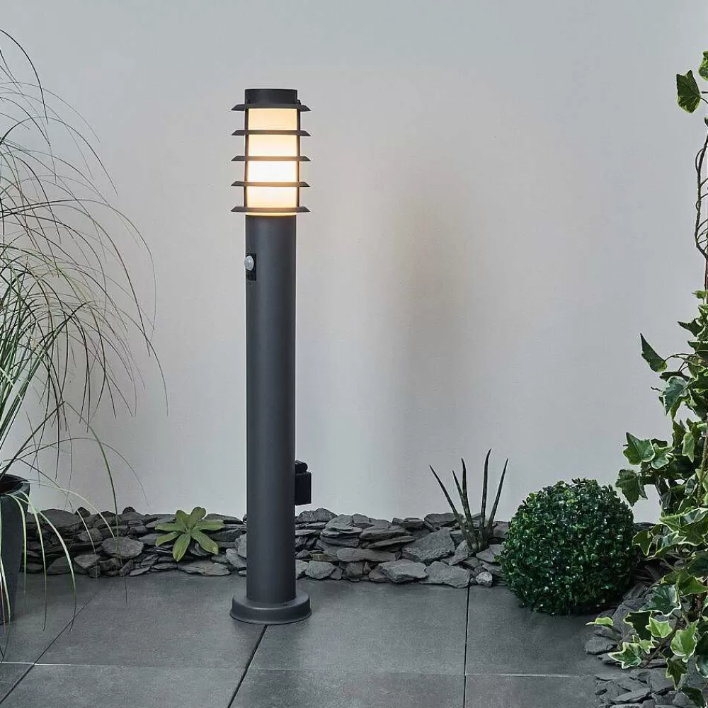 hofstein Borne Lumineuse Tunes Anthracite, 1 Lumiere, Detecteur De Mouvement