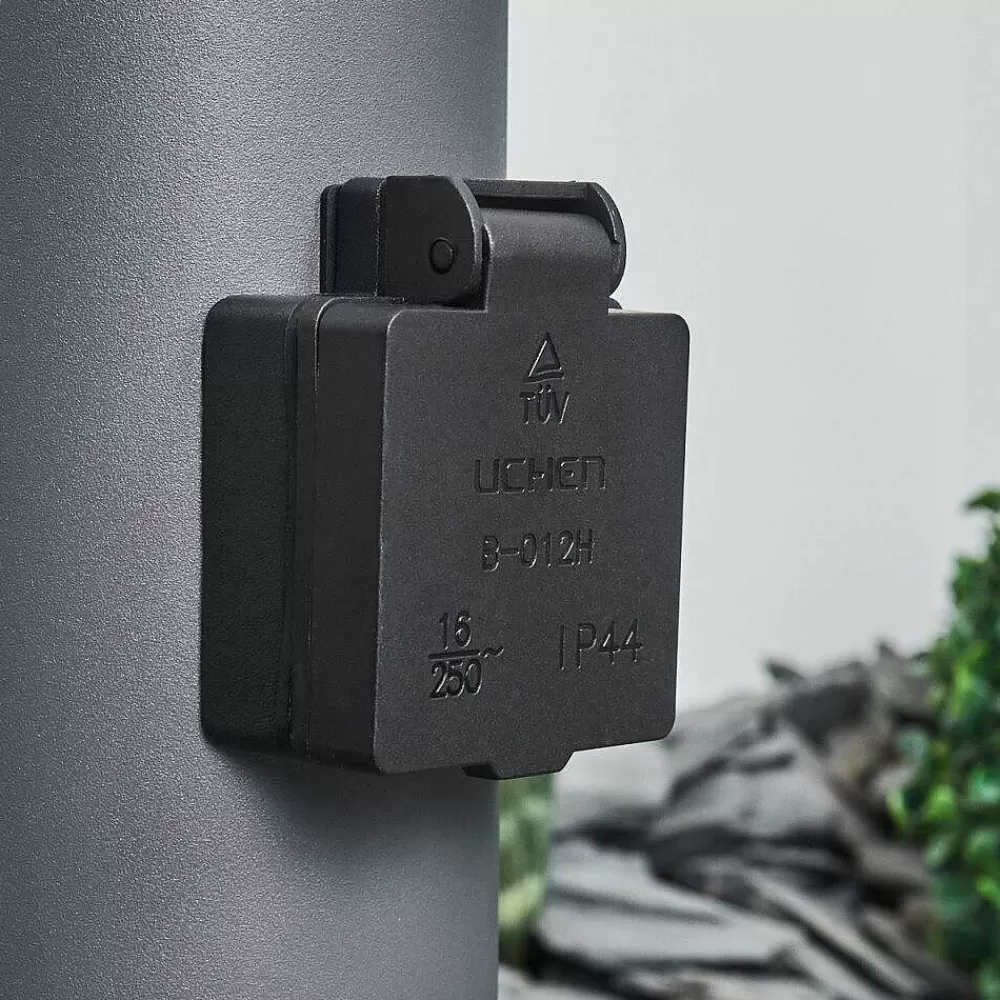 hofstein Borne Lumineuse Tunes Anthracite, 1 Lumiere, Detecteur De Mouvement