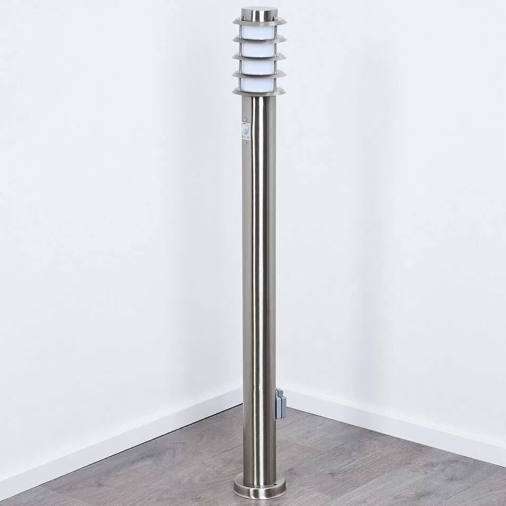 hofstein Borne Lumineuse Tunes Nickel Mat, 1 Lumiere, Detecteur De Mouvement