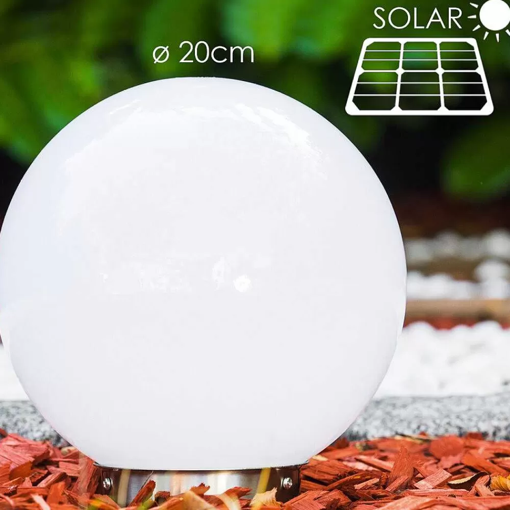 hofstein Boule Lumineuse Solar Led Acier Inoxydable, 2 Lumieres