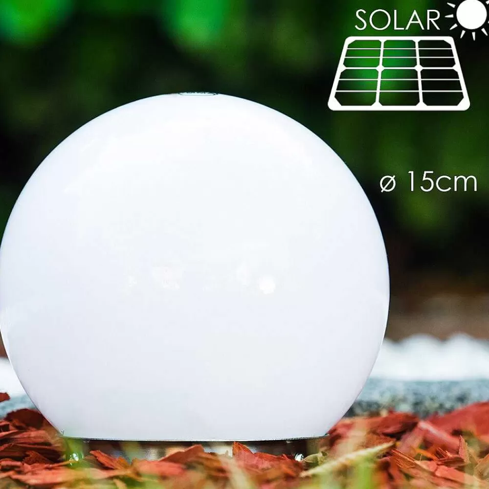 hofstein Boule Lumineuse Solar Led Acier Inoxydable, 2 Lumieres