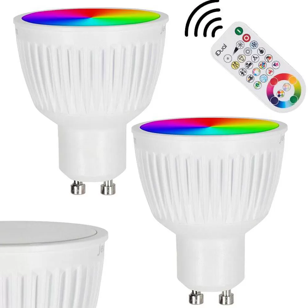 hofstein Candal Gu10 Led Rgb 6,5 Watt 2200-6500 Kelvin 345 Lumen Lot De 2 Avec Telecommande