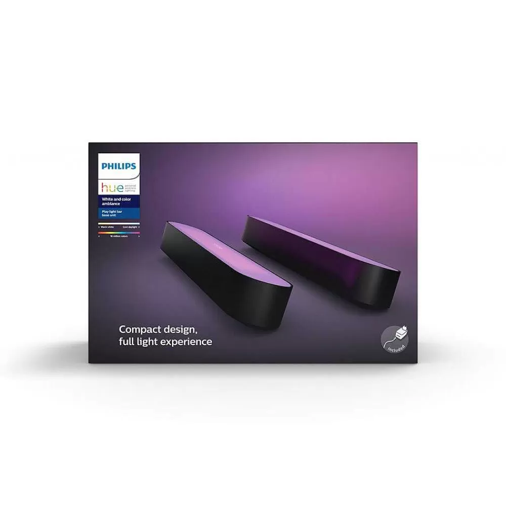 Luminaires Philips Kit De Base Double Philips Hue Ambiance White & Color Play Lightbar Led Noir, 2 Lumieres, Changeur De Couleurs
