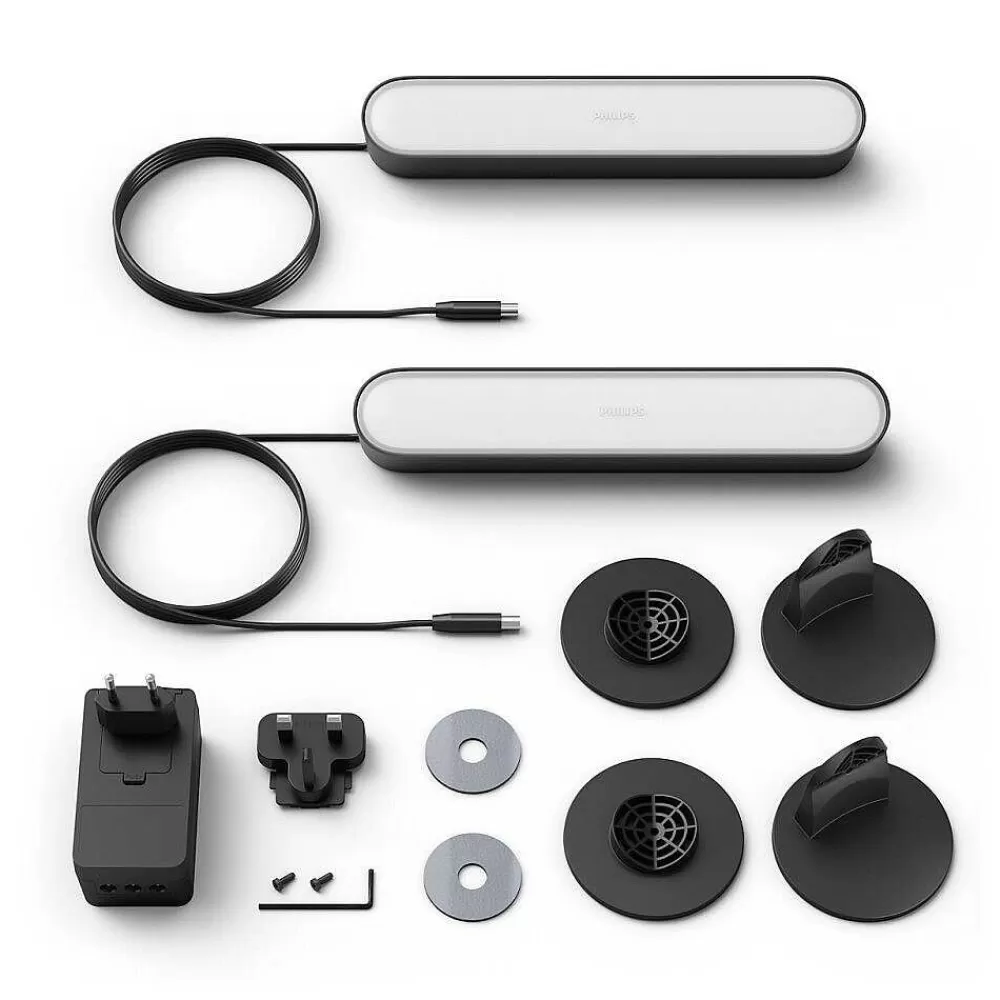 Luminaires Philips Kit De Base Double Philips Hue Ambiance White & Color Play Lightbar Led Noir, 2 Lumieres, Changeur De Couleurs