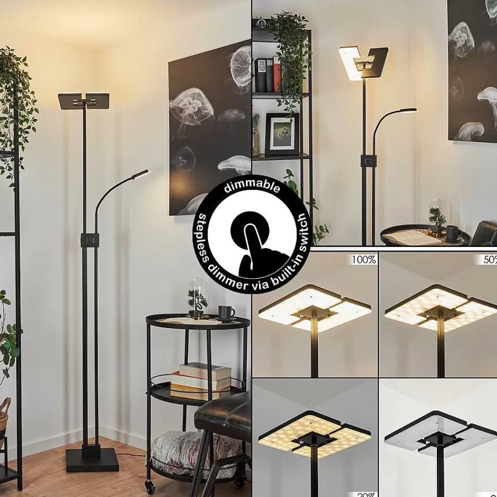 hofstein Lampadaire A Vasque Janze Led Noir, 2 Lumieres