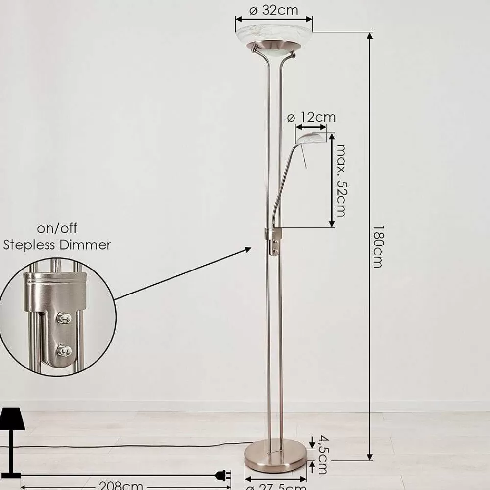 hofstein Lampadaire Biot Led Nickel Mat, 2 Lumieres