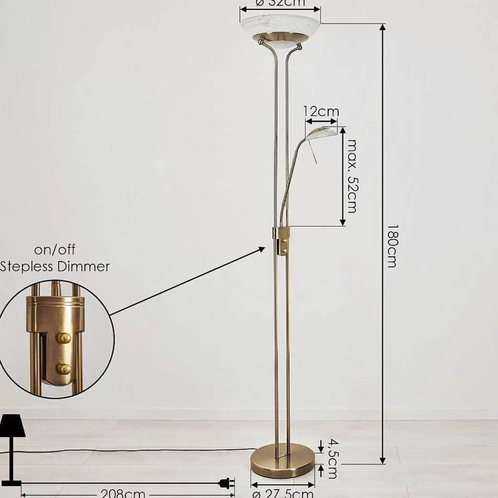 hofstein Lampadaire Biot Led Vieux Laiton, 2 Lumieres