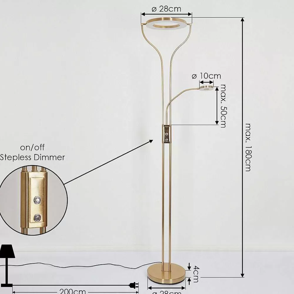 hofstein Lampadaire Donna Led Laiton, 2 Lumieres