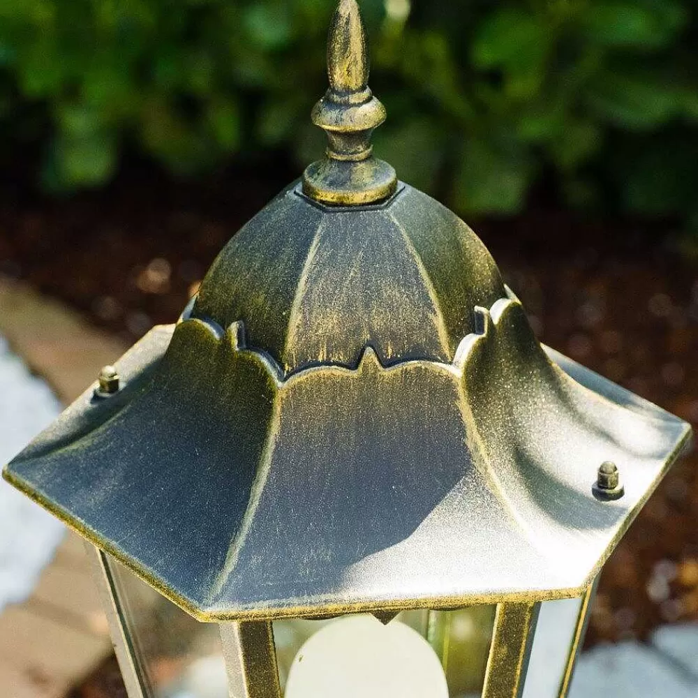 hofstein Lampadaire Exterieur Bristol Or, Laiton, 1 Lumiere, Detecteur De Mouvement