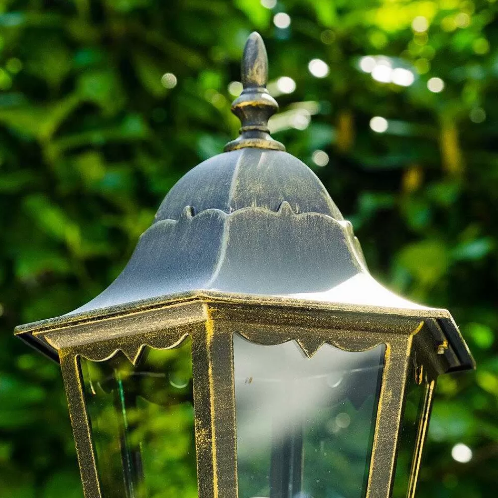 hofstein Lampadaire Exterieur Bristol Or, Laiton, 1 Lumiere, Detecteur De Mouvement