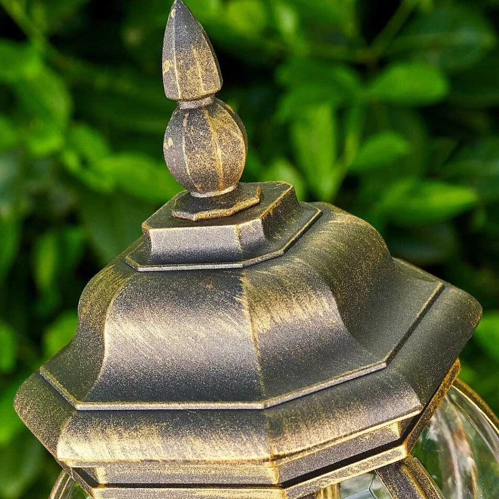 hofstein Lampadaire Exterieur Lentua Brun Dore, 1 Lumiere, Detecteur De Mouvement