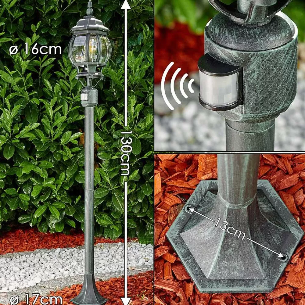 hofstein Lampadaire Exterieur Lentua Vert, Noir, 1 Lumiere, Detecteur De Mouvement