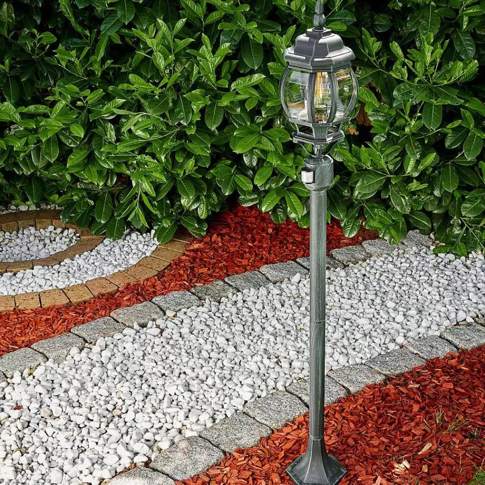 hofstein Lampadaire Exterieur Lentua Vert, Noir, 1 Lumiere, Detecteur De Mouvement