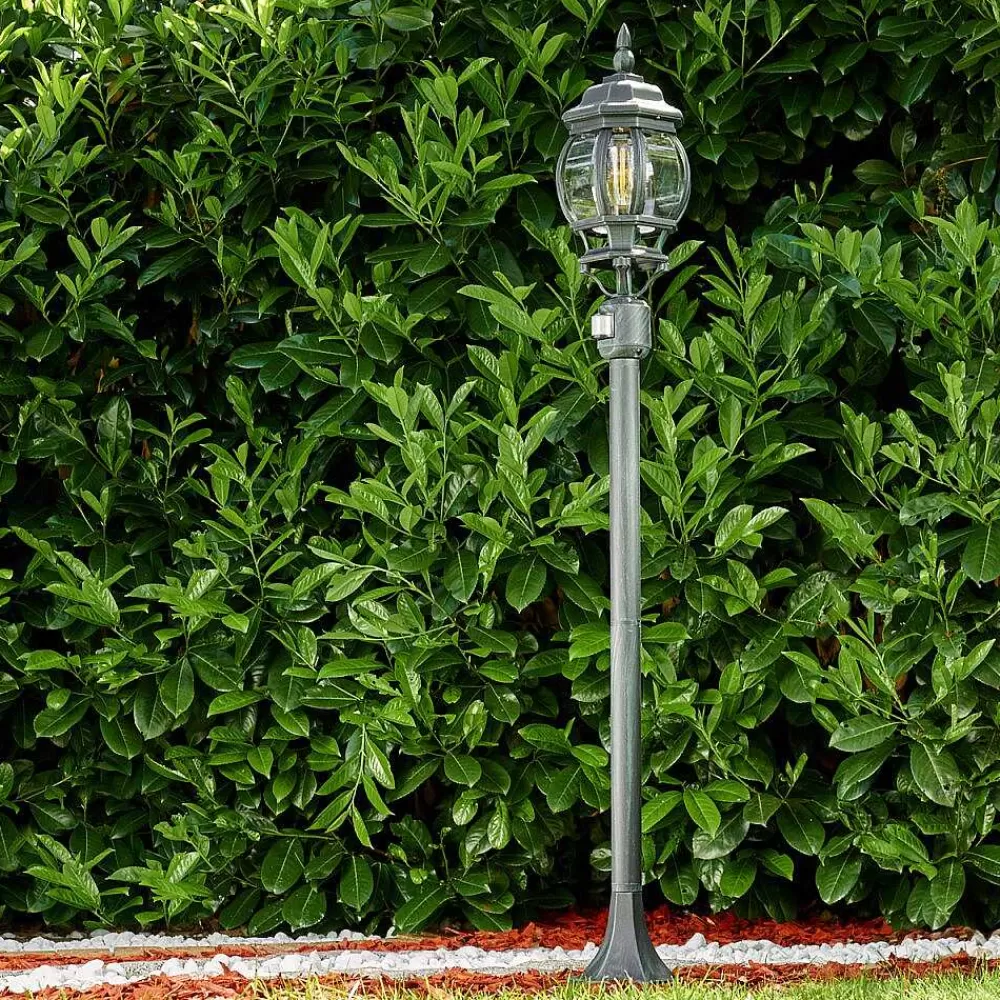 hofstein Lampadaire Exterieur Lentua Vert, Noir, 1 Lumiere, Detecteur De Mouvement
