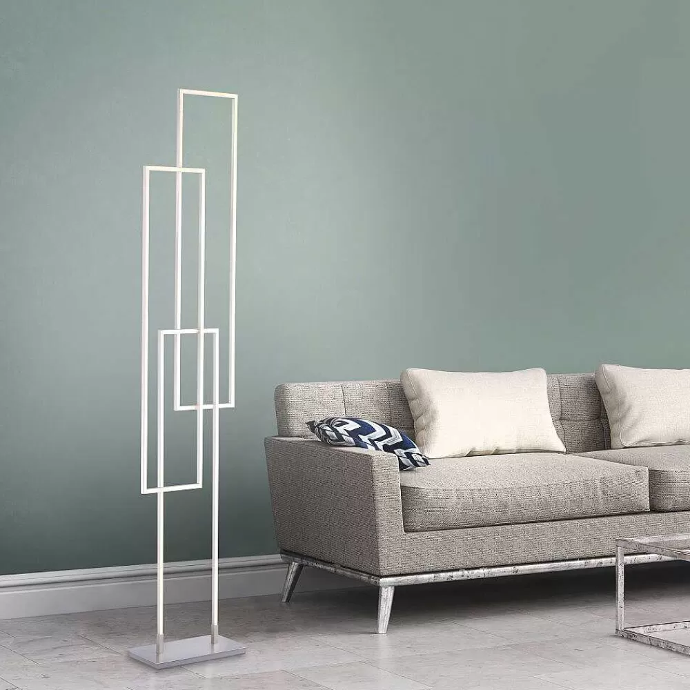 Paul Neuhaus Q-Serie Lampadaire Paul Neuhaus Q-Inigo Led Acier Brosse, 3 Lumieres, Telecommandes