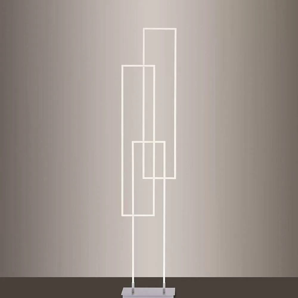 Paul Neuhaus Q-Serie Lampadaire Paul Neuhaus Q-Inigo Led Acier Brosse, 3 Lumieres, Telecommandes