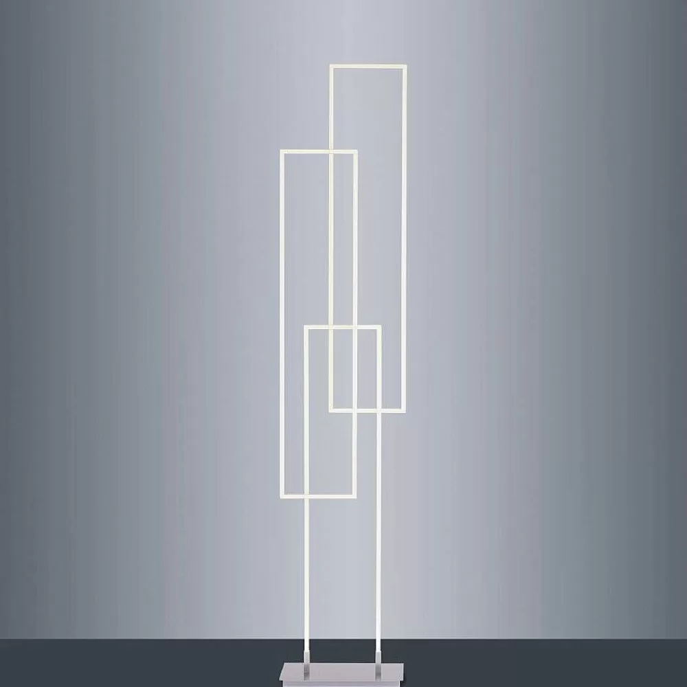 Paul Neuhaus Q-Serie Lampadaire Paul Neuhaus Q-Inigo Led Acier Brosse, 3 Lumieres, Telecommandes