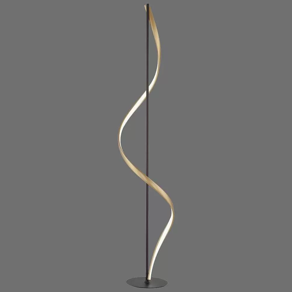 Paul Neuhaus Q-Serie Lampadaire Paul Neuhaus Qswing Led Anthracite, Or, 1 Lumiere, Telecommandes