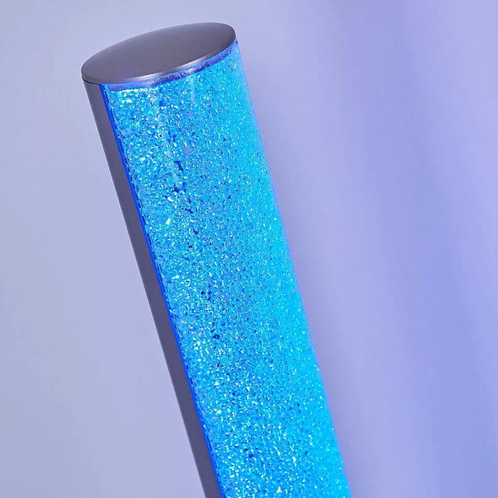 hofstein Lampadaire Pipe Led Nickel Mat, 1 Lumiere, Telecommandes, Changeur De Couleurs