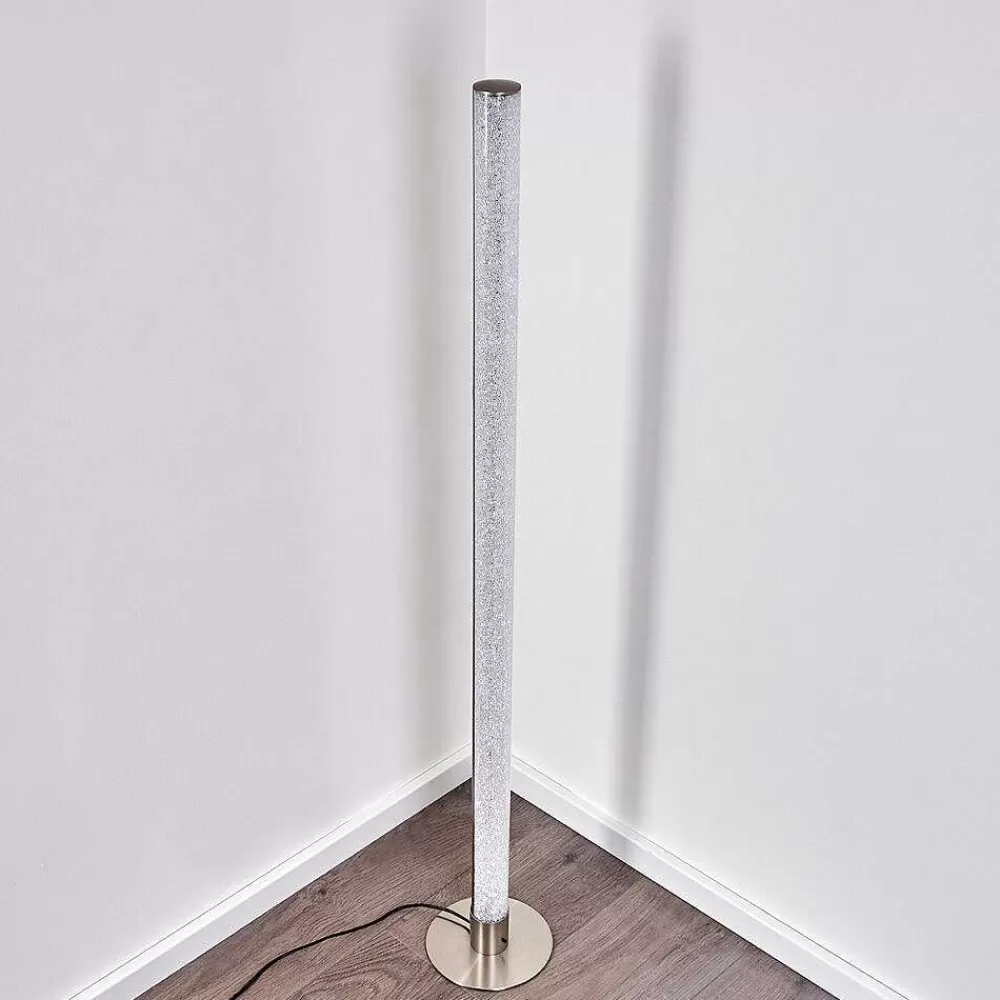 hofstein Lampadaire Pipe Led Nickel Mat, 1 Lumiere, Telecommandes, Changeur De Couleurs