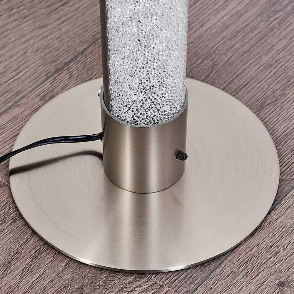 hofstein Lampadaire Pipe Led Nickel Mat, 1 Lumiere, Telecommandes, Changeur De Couleurs