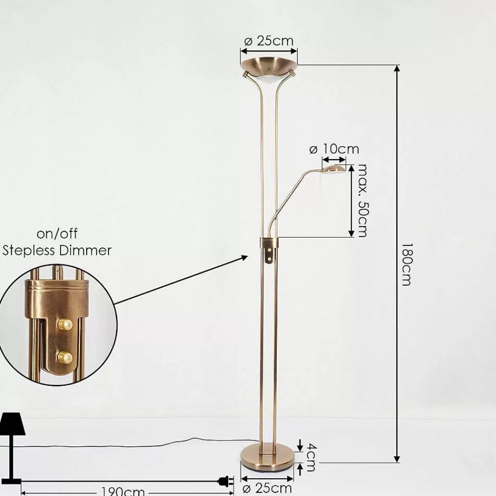 hofstein Lampadaire Rom Led Laiton, 2 Lumieres