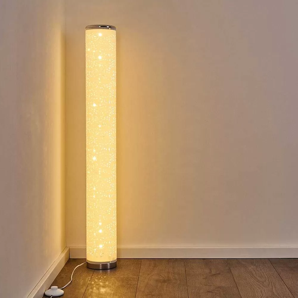 hofstein Lampadaire Tumba Led Blanc, 1 Lumiere, Telecommandes, Changeur De Couleurs