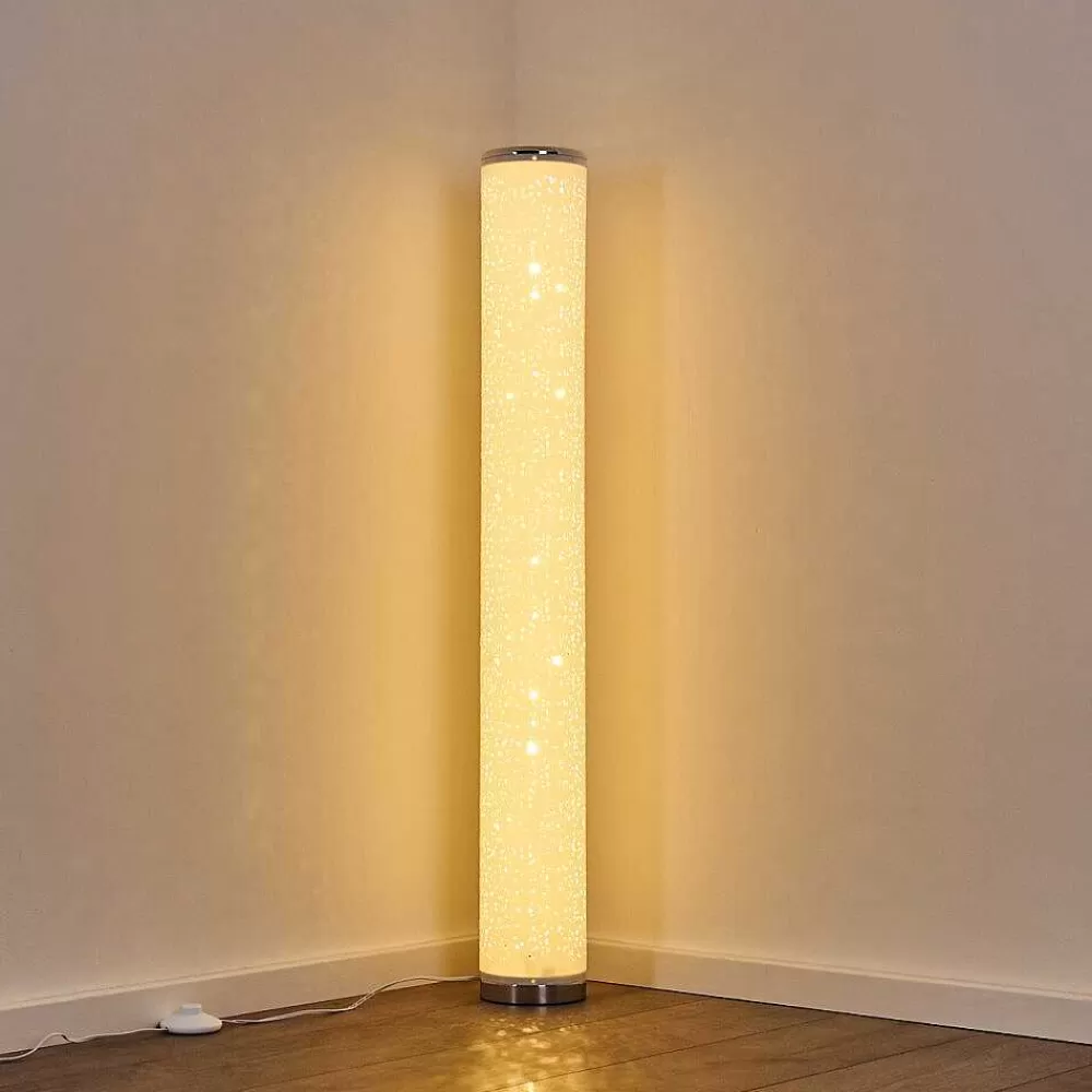 hofstein Lampadaire Tumba Led Blanc, 1 Lumiere, Telecommandes, Changeur De Couleurs