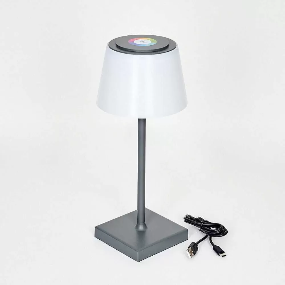hofstein Lampe A Poser Burzaco Led Anthracite, 1 Lumiere, Changeur De Couleurs