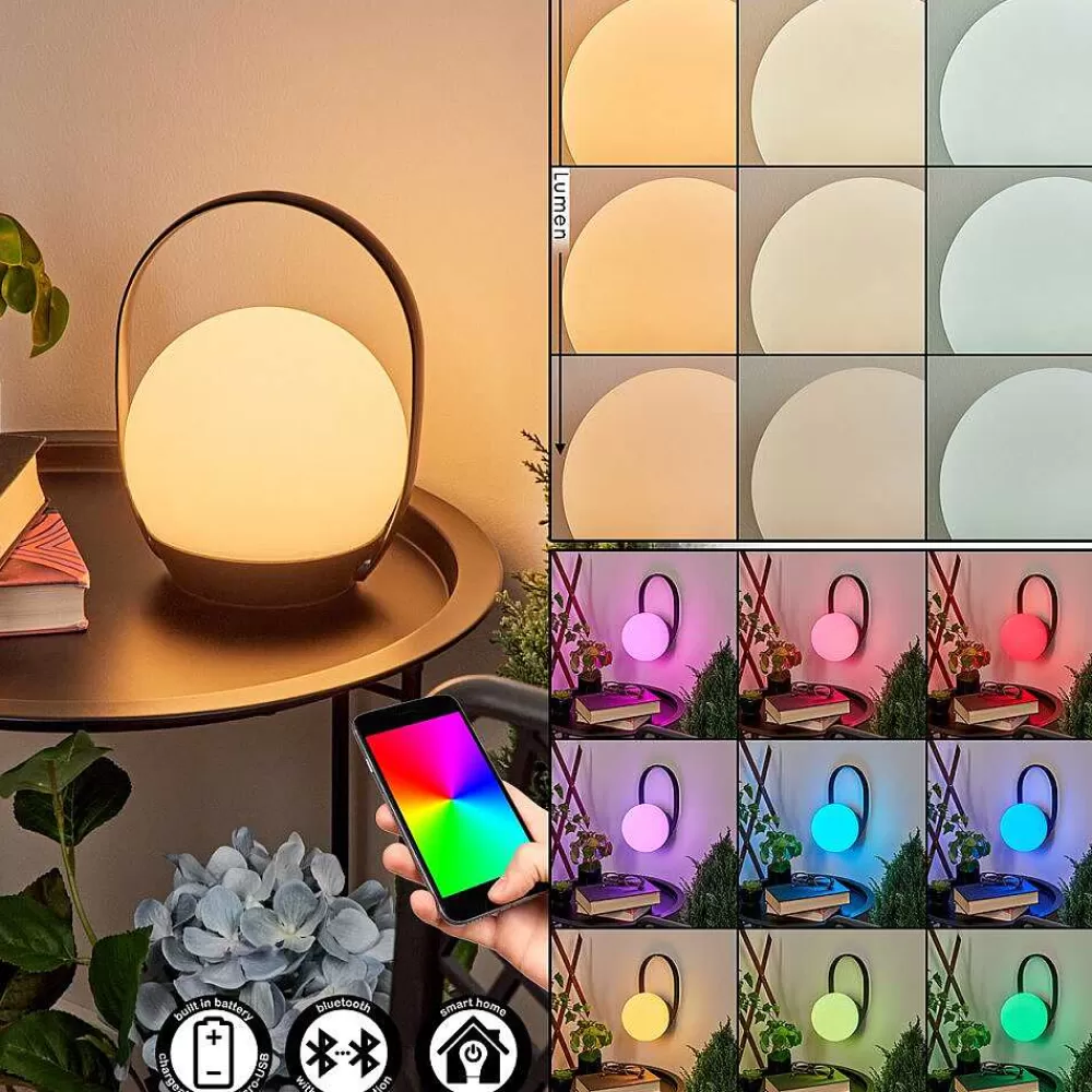 hofstein Lampe A Poser Fair Led Noir, 1 Lumiere, Changeur De Couleurs