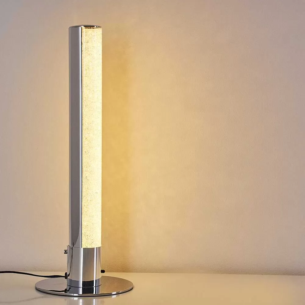 hofstein Lampe A Poser Flaut Led Chrome, 1 Lumiere, Telecommandes, Changeur De Couleurs
