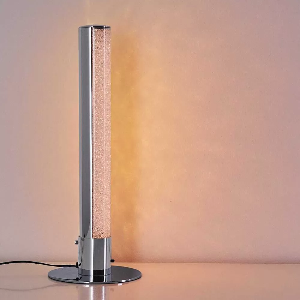 hofstein Lampe A Poser Flaut Led Chrome, 1 Lumiere, Telecommandes, Changeur De Couleurs