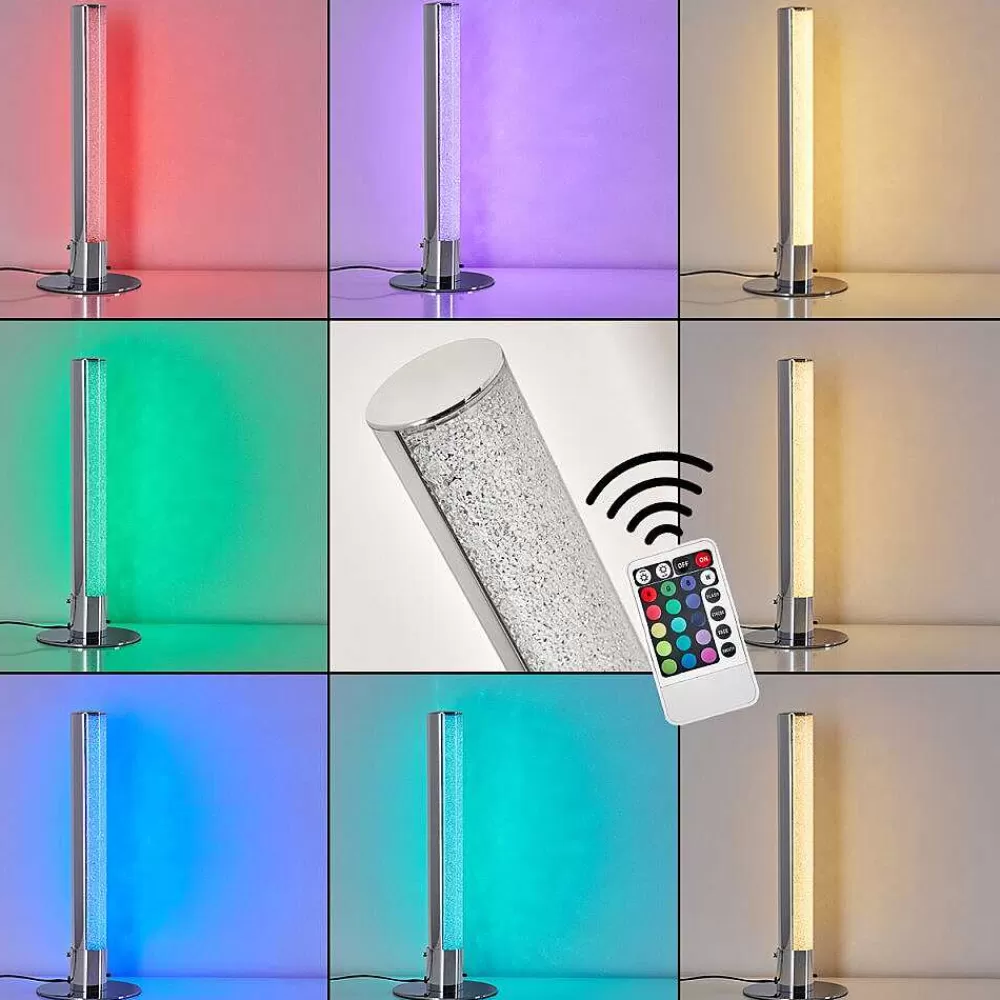 hofstein Lampe A Poser Flaut Led Chrome, 1 Lumiere, Telecommandes, Changeur De Couleurs