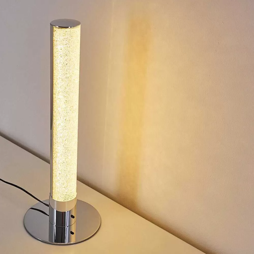 hofstein Lampe A Poser Flaut Led Chrome, 1 Lumiere, Telecommandes, Changeur De Couleurs