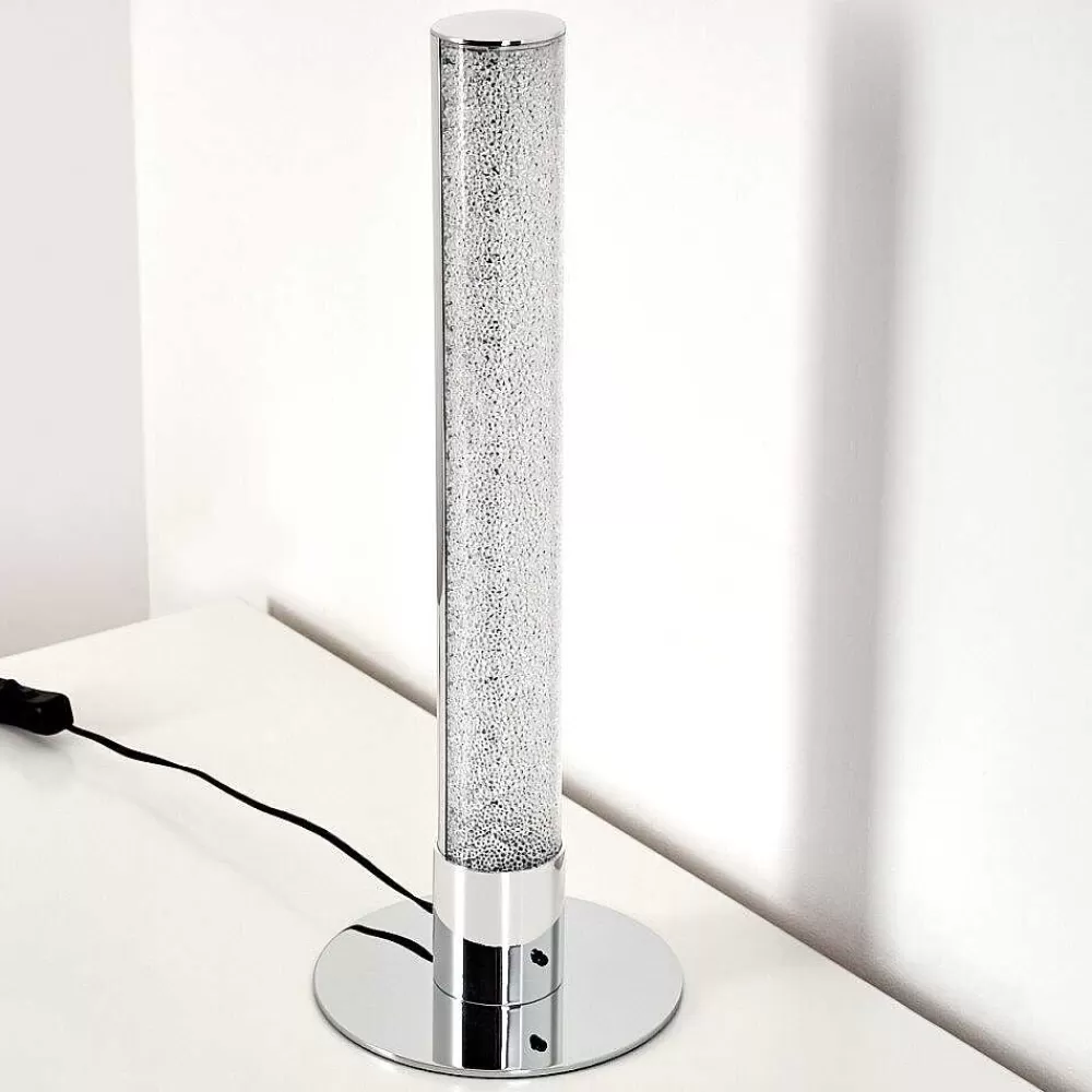 hofstein Lampe A Poser Flaut Led Chrome, 1 Lumiere, Telecommandes, Changeur De Couleurs