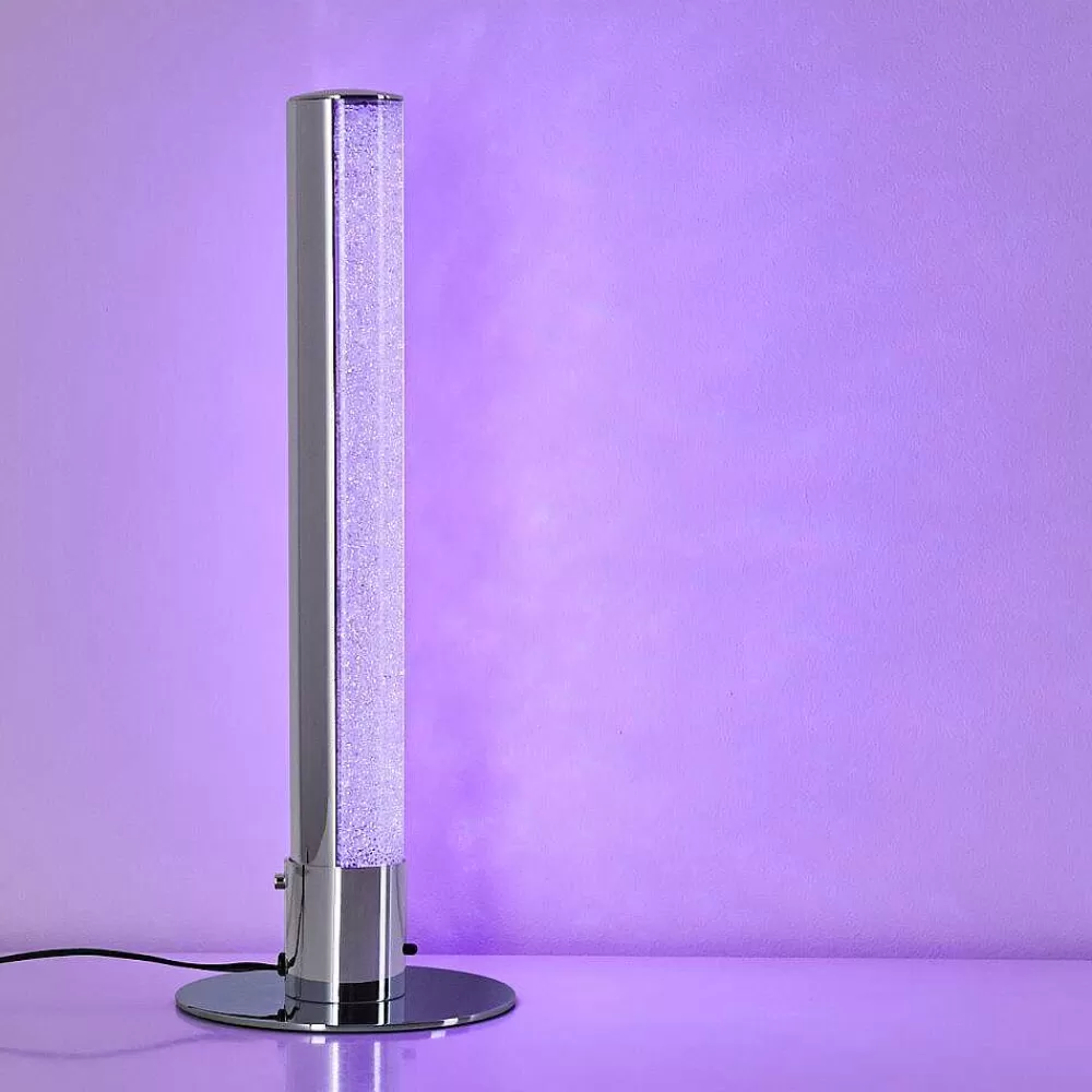 hofstein Lampe A Poser Flaut Led Chrome, 1 Lumiere, Telecommandes, Changeur De Couleurs